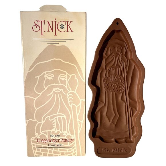 Longaberger St. Nick Christmas Cookie Ceramic Mold 1993